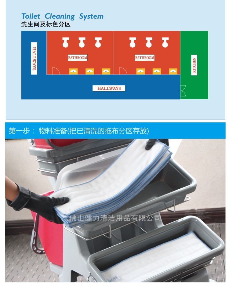 輕巧型噴拖迷你清潔服務手推車 JT 115